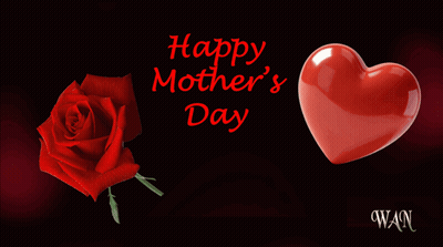 Happy Mothers Day Greeting With Rose And Heart GIF