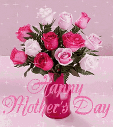 Happy Mothers Day Pink White Roses