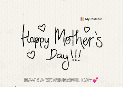 Happy Mothers Day Postcard With Hearts GIF