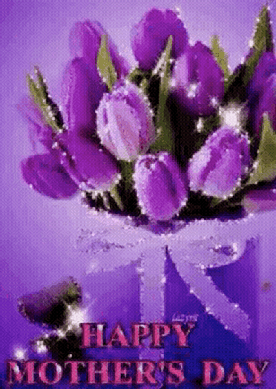 Happy Mothers Day Purple Flowers GIF