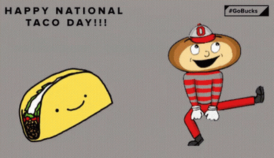 Happy National Taco Day Greeting Card With Taco And Man GIF