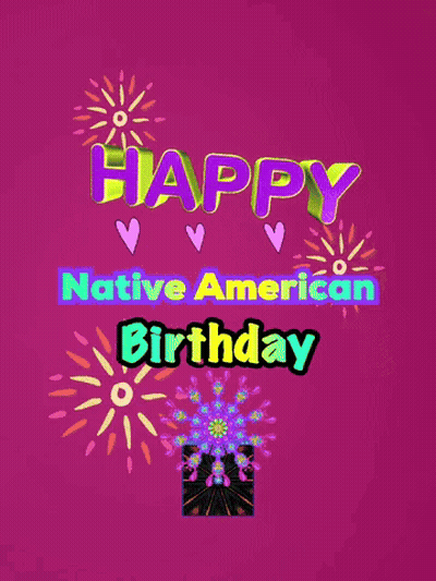 Happy Native American Birthday Card Fireworks GIF