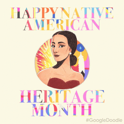 Happy Native American Heritage Month Woman In Red Dress GIF