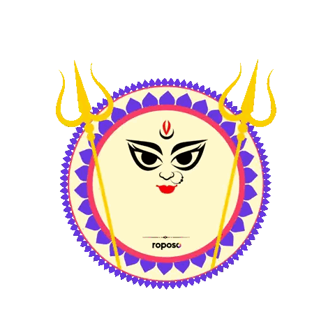 Happy Navratri Greeting Card Woman In Circle Sticker
