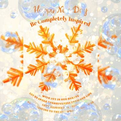 Happy New Day Greeting Card With Snowflakes and Bubbles