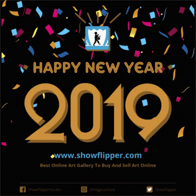 Happy New Year 2019 Confetti Poster GIF