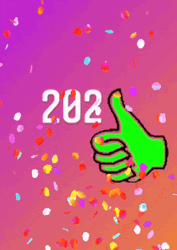 Happy New Year 2021 Confetti Thumbs Up GIF