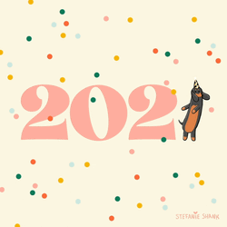 Happy New Year 2021 Dog Dancing Digital Art GIF