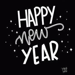 Happy New Year 2021 Greeting Black And White GIF
