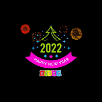 Happy New Year 2022 Christmas Tree Fireworks