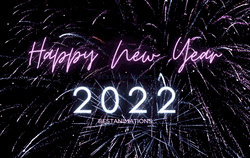 Happy New Year 2022 Purple Fireworks