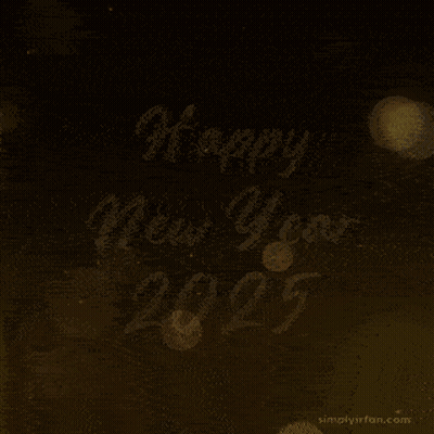 Happy New Year 2025 On Black Background GIF