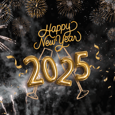 Happy New Year 2025 Poster With Fireworks GIF