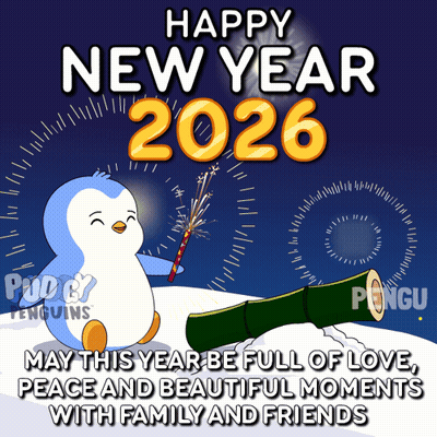 Happy New Year 2026 Greeting Card With Penguin