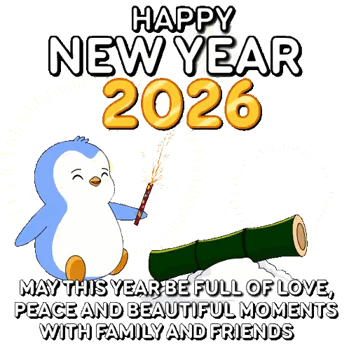 Happy New Year 2026 Penguin Champagne Sticker