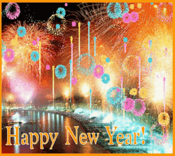 Happy New Year Animated Colorful Fireworks GIF