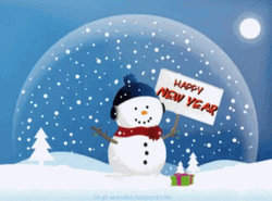 Happy New Year Animated Snowman GIF