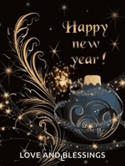 Happy New Year Blue Ornament GIF