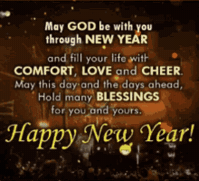 Happy New Year Card May God Be With You GIF