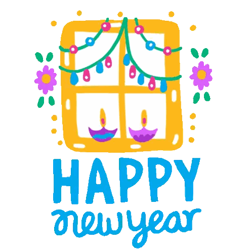 Happy New Year Card With Candles Sticker
