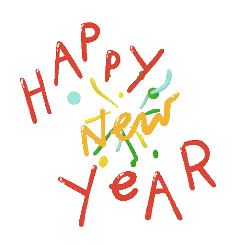 Happy New Year Card With Confetti Sticker