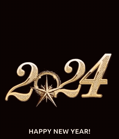 Happy New Year Card With Fireworks 2024 GIF