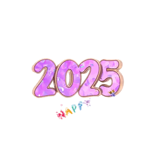 Happy New Year Card With Purple 2025 Sticker
