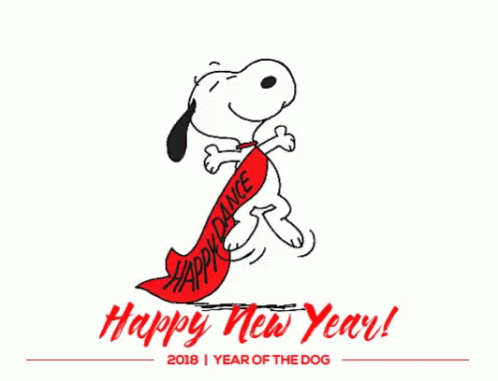 Happy New Year Card With Snoopy GIF