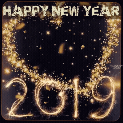 Happy New Year Card With Sparklers Spelling 2019 GIF