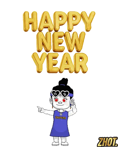 Happy New Year Cartoon Character Sticker