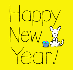 Happy New Year Cartoon Puppy GIF