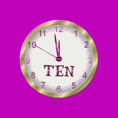 Happy New Year Clock With Balloons And Stars GIF