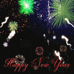 Happy New Year Cool Fireworks  GIF