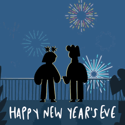 Happy New Year Couple Silhouette GIF