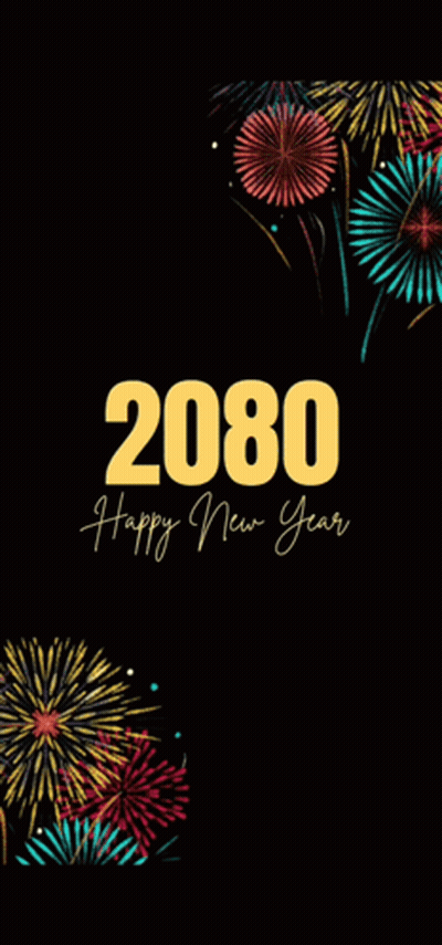 Happy New Year Fireworks 2080 GIF