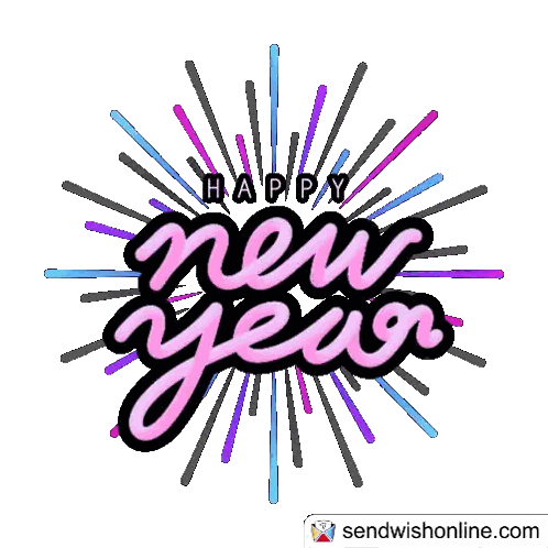 Happy New Year Fireworks Card Sticker
