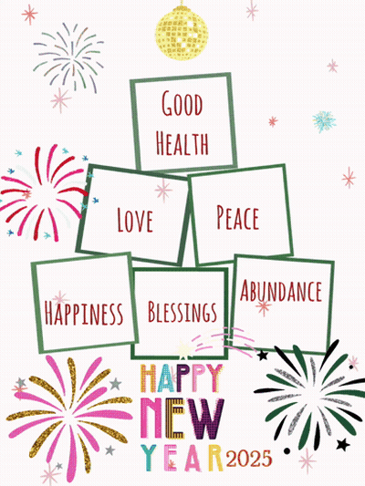Happy New Year Fireworks Good Health Love Peace GIF