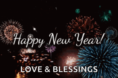 Happy New Year Fireworks Love & Blessings GIF