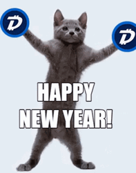 Happy New Year Funny Cat Digibyte Dancing Animation GIF
