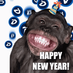 Happy New Year Funny Digibyte Smiling Monkey