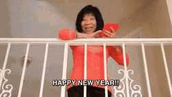 Happy New Year Funny Girl Throwing Red Envelope