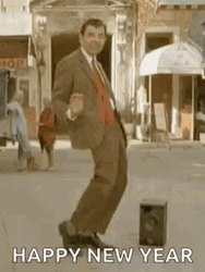 Happy New Year Funny Mr. Bean Dancing GIF