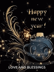 Happy New Year Gold Fireworks GIF