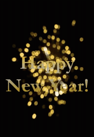 Happy New Year Gold Letters On Black Background GIF
