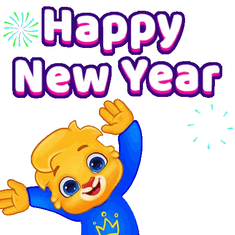 Tarjeta de feliz año nuevo con oso caricatura Sticker