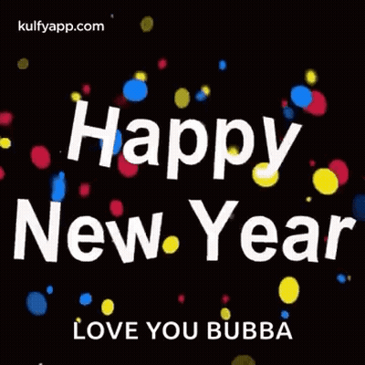Happy New Year Greeting Card With Colorful Confetti GIF