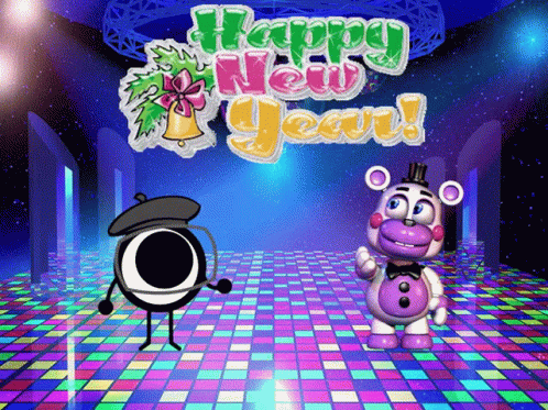 Happy New Year Greeting Card With Disco Floor GIF