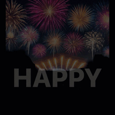 Happy New Year Greeting Card With Fireworks GIF