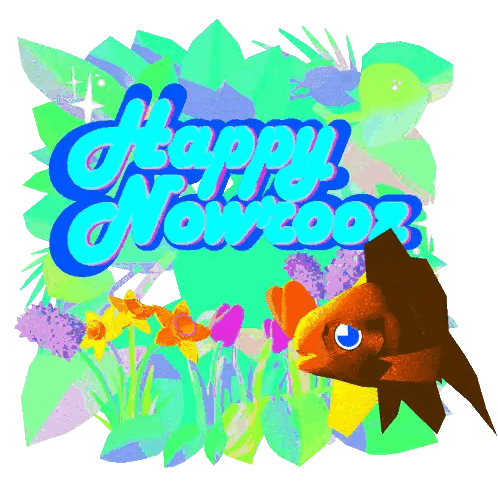 Happy New Year Greeting Card With Fish Sticker