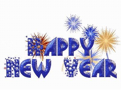 Happy New Year Greeting With Fireworks GIF